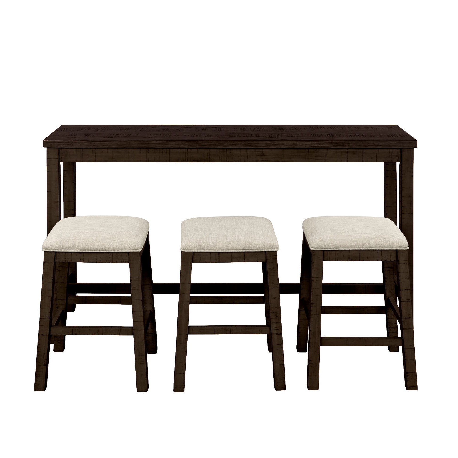 TOPMAX 4 Pieces Counter Height Table with Fabric Padded Stools, Rustic Bar Dining Set with Socket, Brown - Korvel