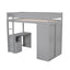 Wood Twin Size Loft Bed with Wardrobes and 2-Drawer Desk with Cabinet Gray - Korvel