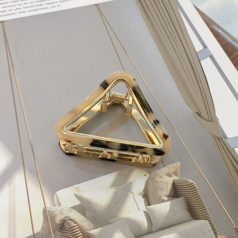 Chic Geometric Acetate Hair Claw Clamps Metal Hair Crab Women Girls Hair Clip Leopard Hairpin Hair Crab Hair Accessories - Korvel