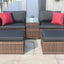5 Pieces Outdoor Patio Garden Brown Wicker Sectional Conversation Sofa Set - Korvel
