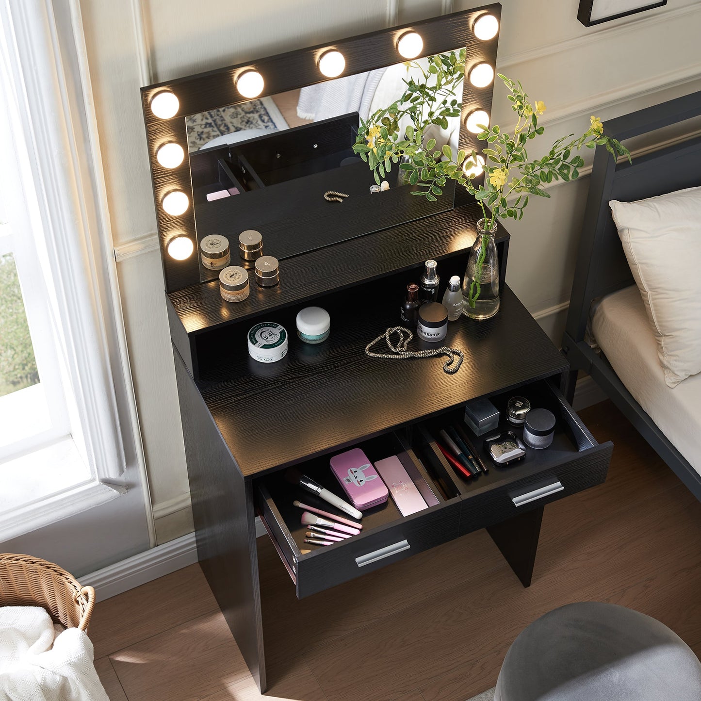 Makeup Vanity Desk with Mirror & Light - Korvel