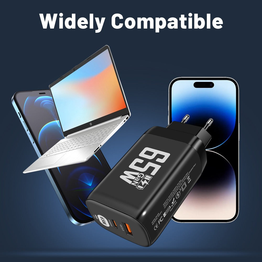 Computer laptop adapter GaN GaN PD65W fast charging head QC3.0 charger - Korvel