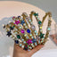 Crystal flower set with colorful glass diamond fine edge hair hoop - Korvel