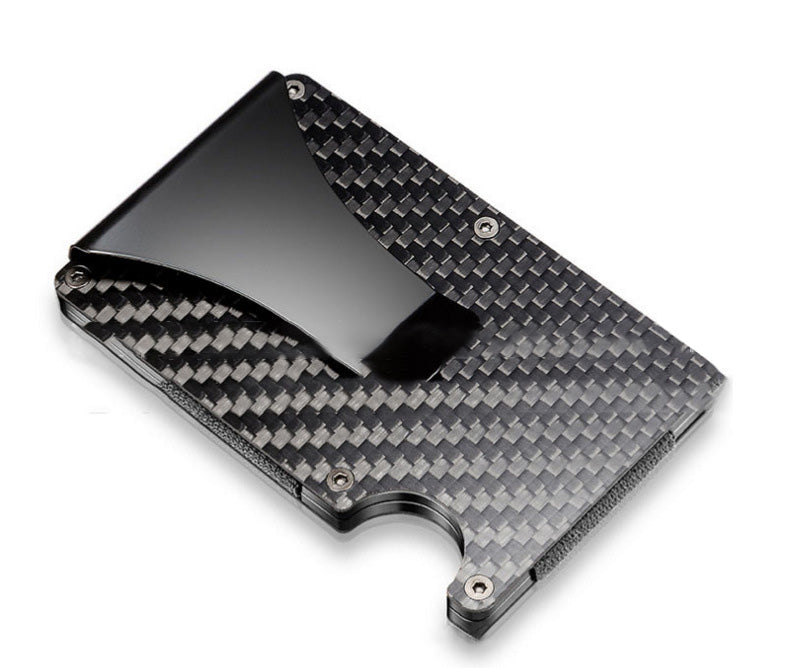 Men Card Holder Slim Carbon Fiber Credit Card Holder Metal Wallet Anti Scan Function Hold Card Coins Cash - Korvel