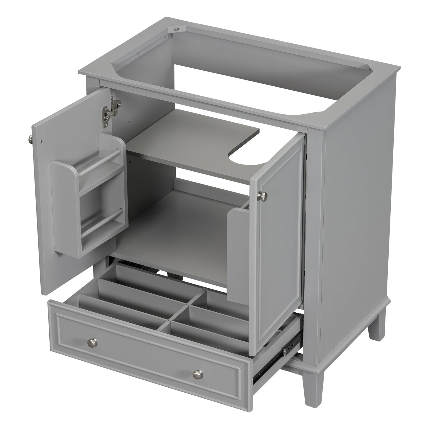 30-Inch Gray Bathroom Vanity Base Only