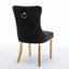 Elegant Black Velvet Dining Chair Set with Gold Accents