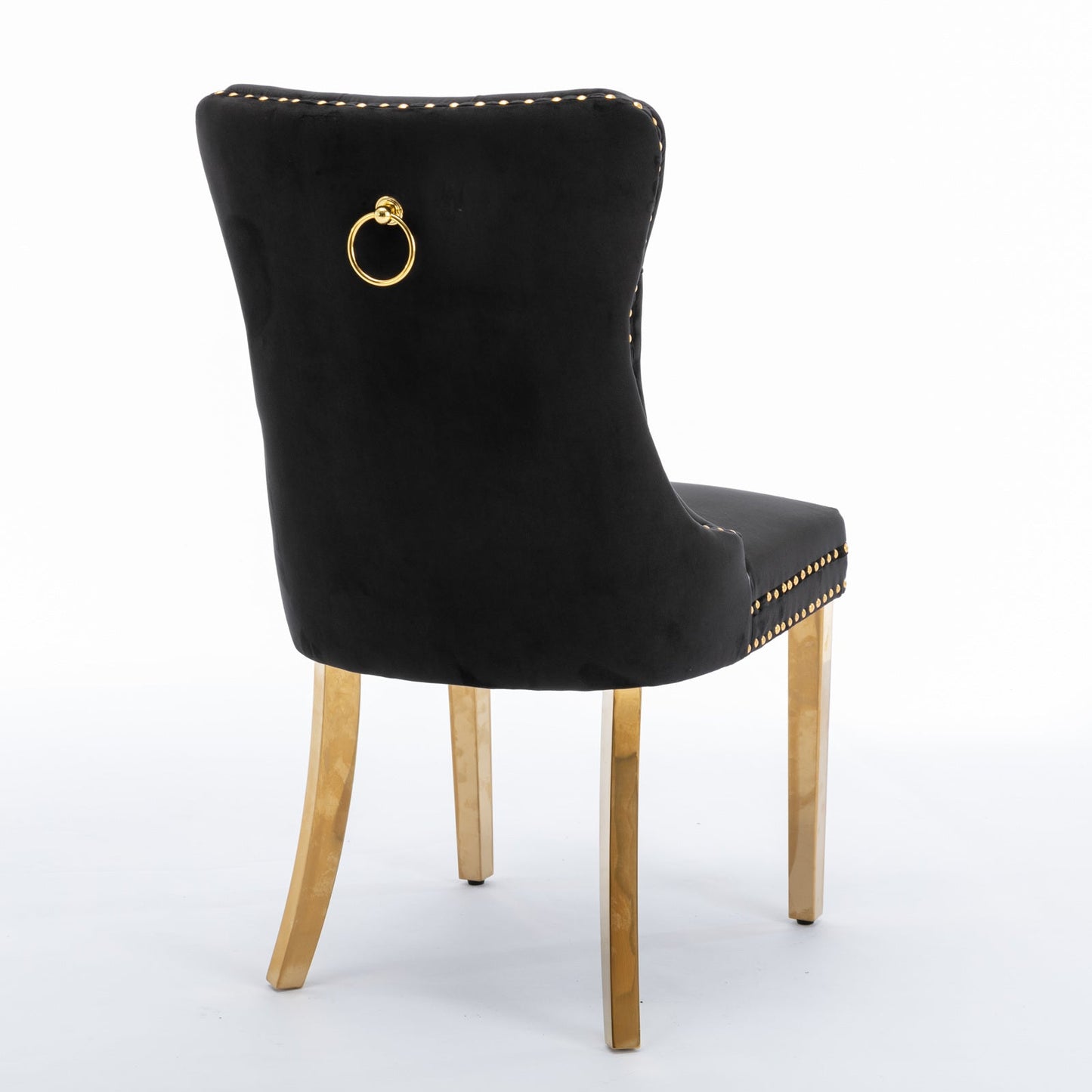 Elegant Black Velvet Dining Chair Set with Gold Accents