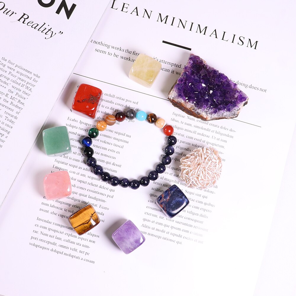Natural crystal quartz Seven Chakra Healing gemstone crystal original stone mineral specimen box Collection - Korvel