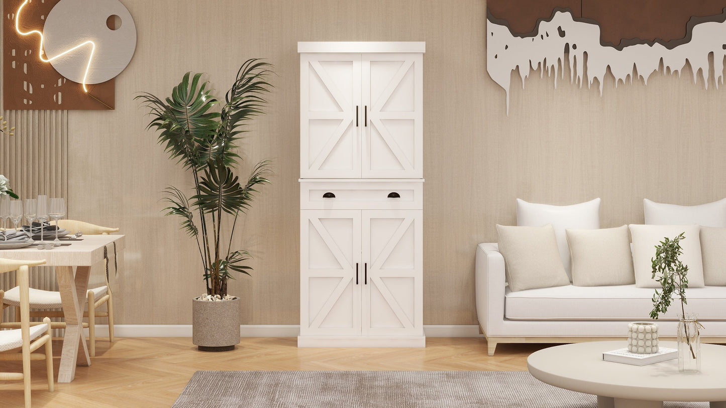 Elegant 71" Kitchen Pantry Storage Cabinet with Adjustable Shelves