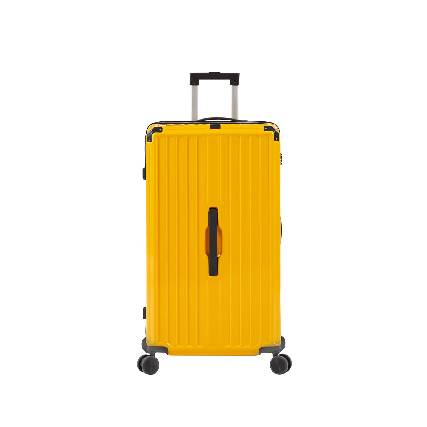 Luggage Set 4 pcs (20"/24"/29"/Travel Bag), PC+ABS Durable Lightweight Luggage with Collapsible Cup Holder TSA Lock, Yellow - Korvel