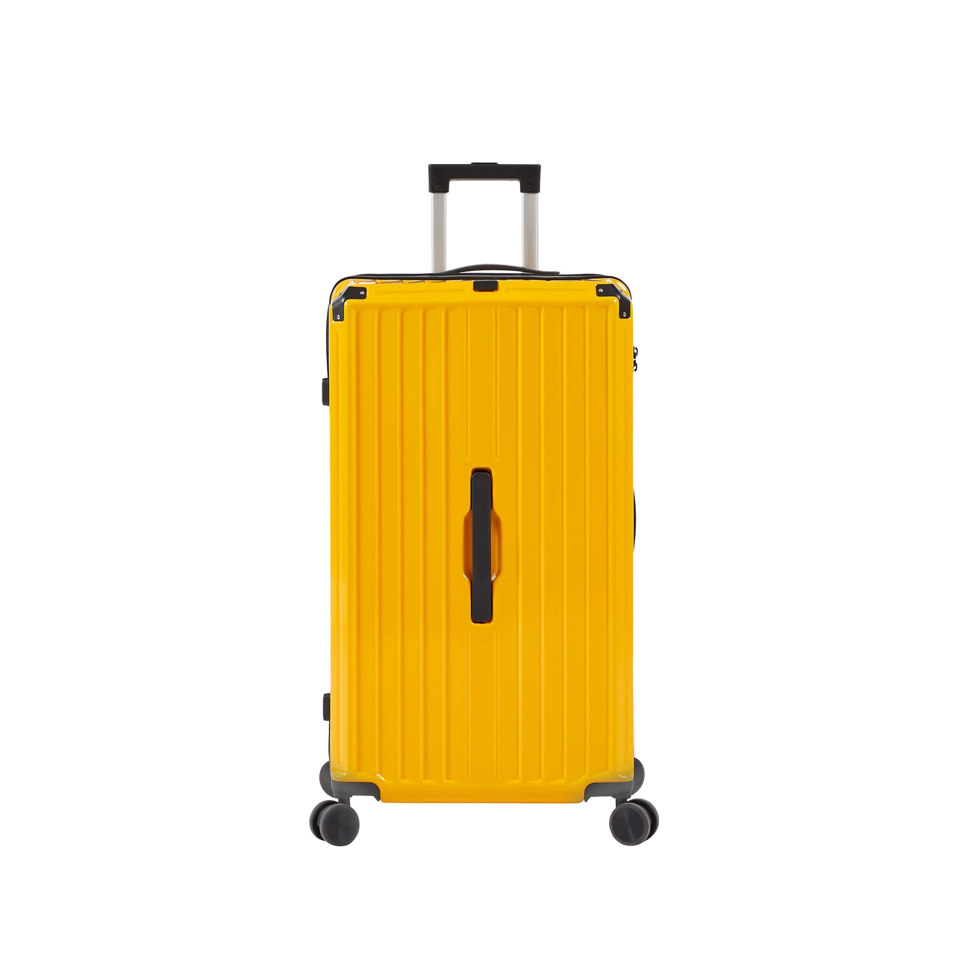 Luggage Set 4 pcs (20"/24"/29"/Travel Bag), PC+ABS Durable Lightweight Luggage with Collapsible Cup Holder TSA Lock, Yellow - Korvel