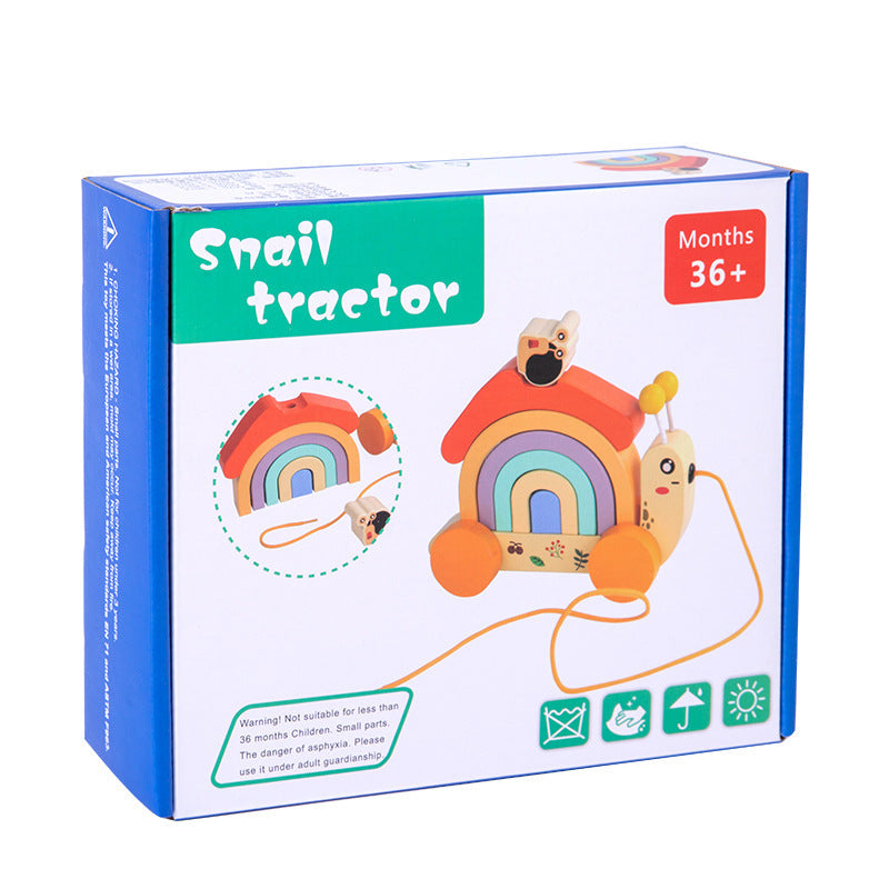 Tracteur Escargot Arc-en-Ciel en Bois - Jouet d'Activité de Correspondance de Couleurs