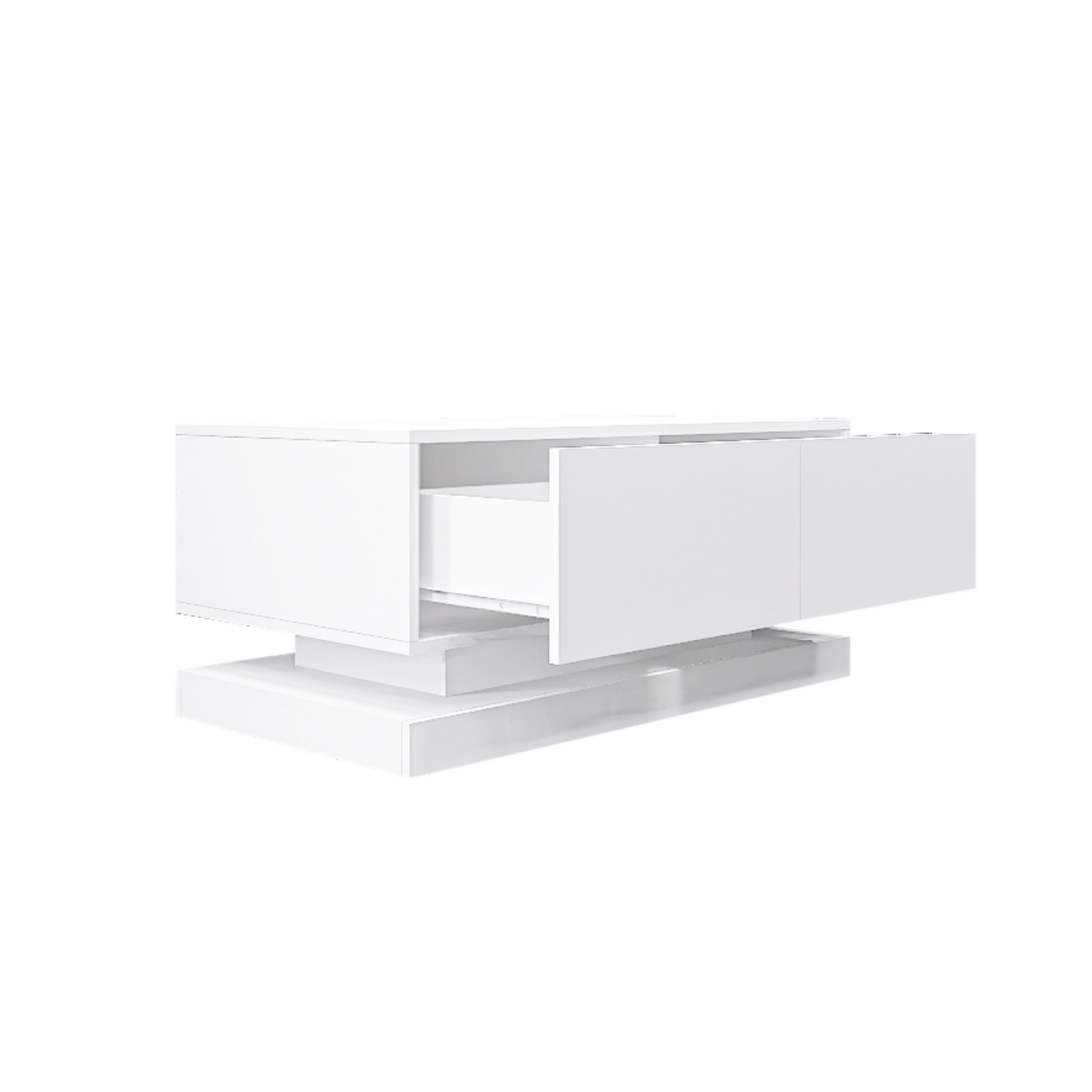 High Glossy Coffee Table with 2 Drawers have RGB Led Light with Buletooth Control - Korvel