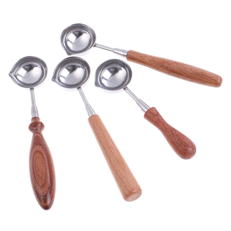 Cuchara de Sellado de Cera con Mango de Madera Retro para Manualidades