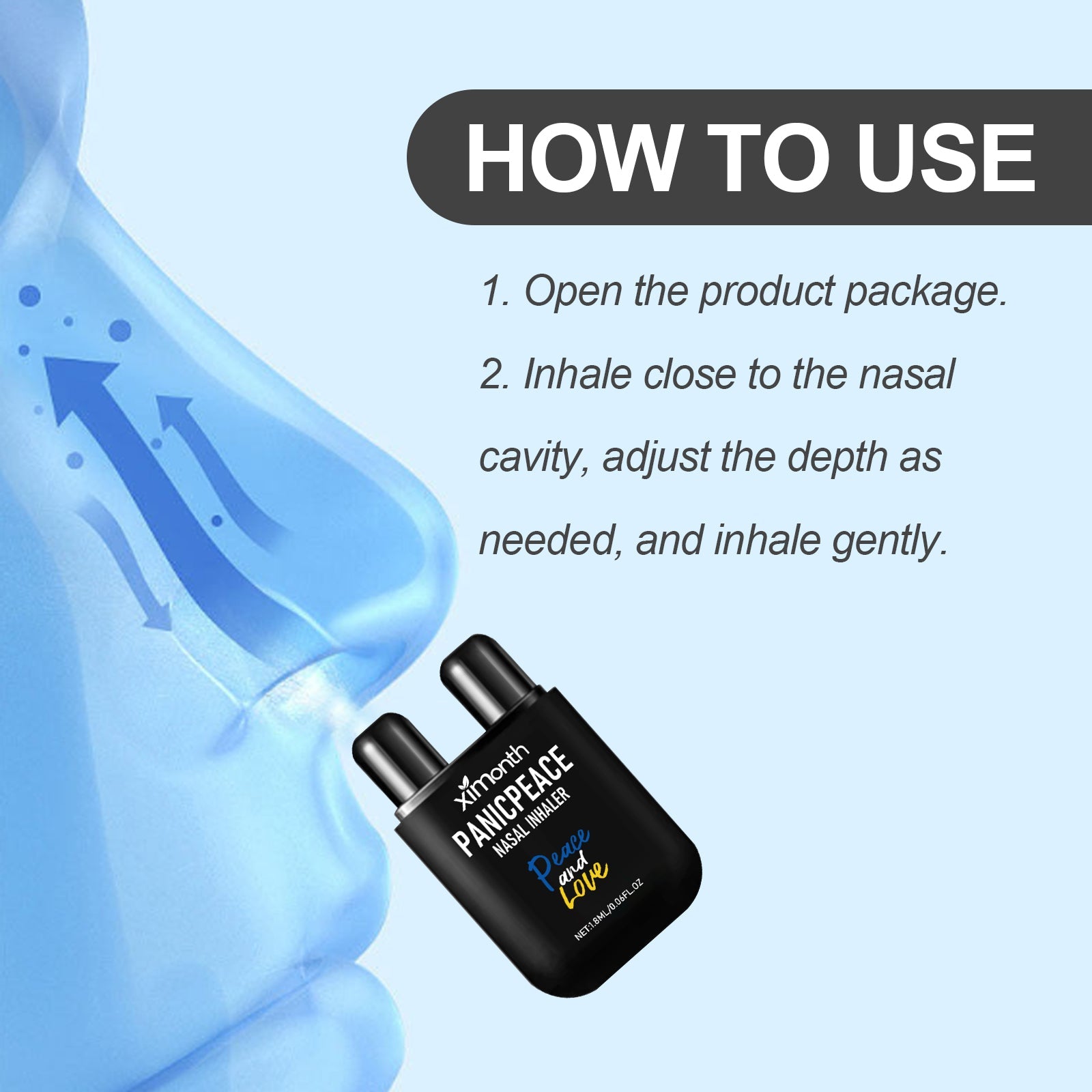 Panicpeace Nasal Inhaler, Refresh The Mind, Relax The Body And Mind, Relieve Body Fatigue, Cool The Nose, Moisturize The Skin, Tighten The Female Body, Massage The Body And Mind Pleasuressage For Physical And Mental Pleasure - Korvel
