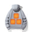 European and American zipper cardigan heating hoodie intelligent hooded five zone heating jacket outdoor warm electric clothing for men - Korvel