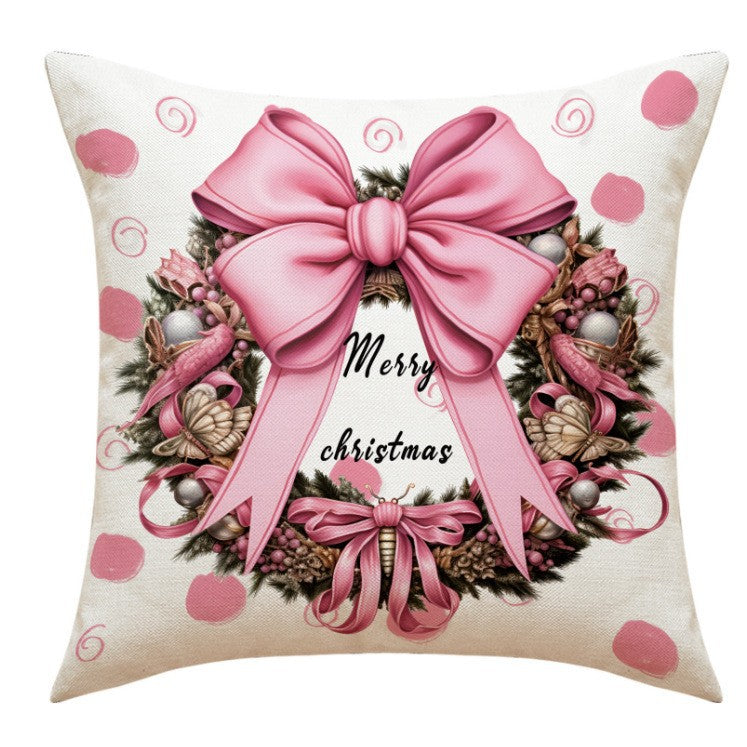 Christmas Pillow Cover - Santa Claus & Snowman Design