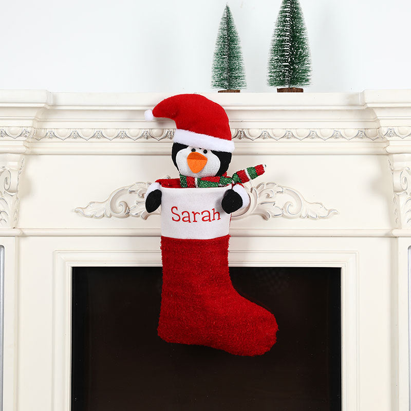 Christmas Decorations Single Head Hug Christmas Socks Gift Bag Candy Bag Christmas Eve Bedhead Pendant - Korvel