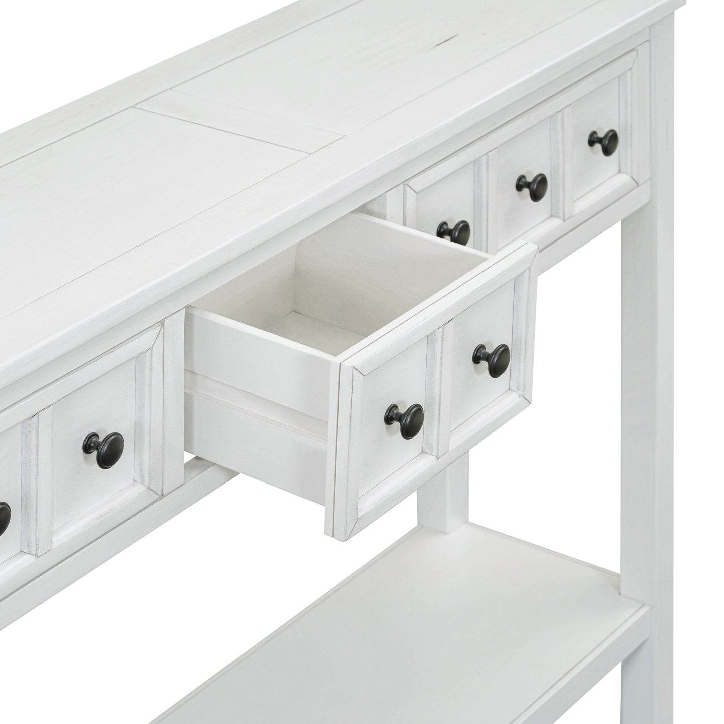 TREXM Rustic Entryway Console Table - 60" Long with Storage