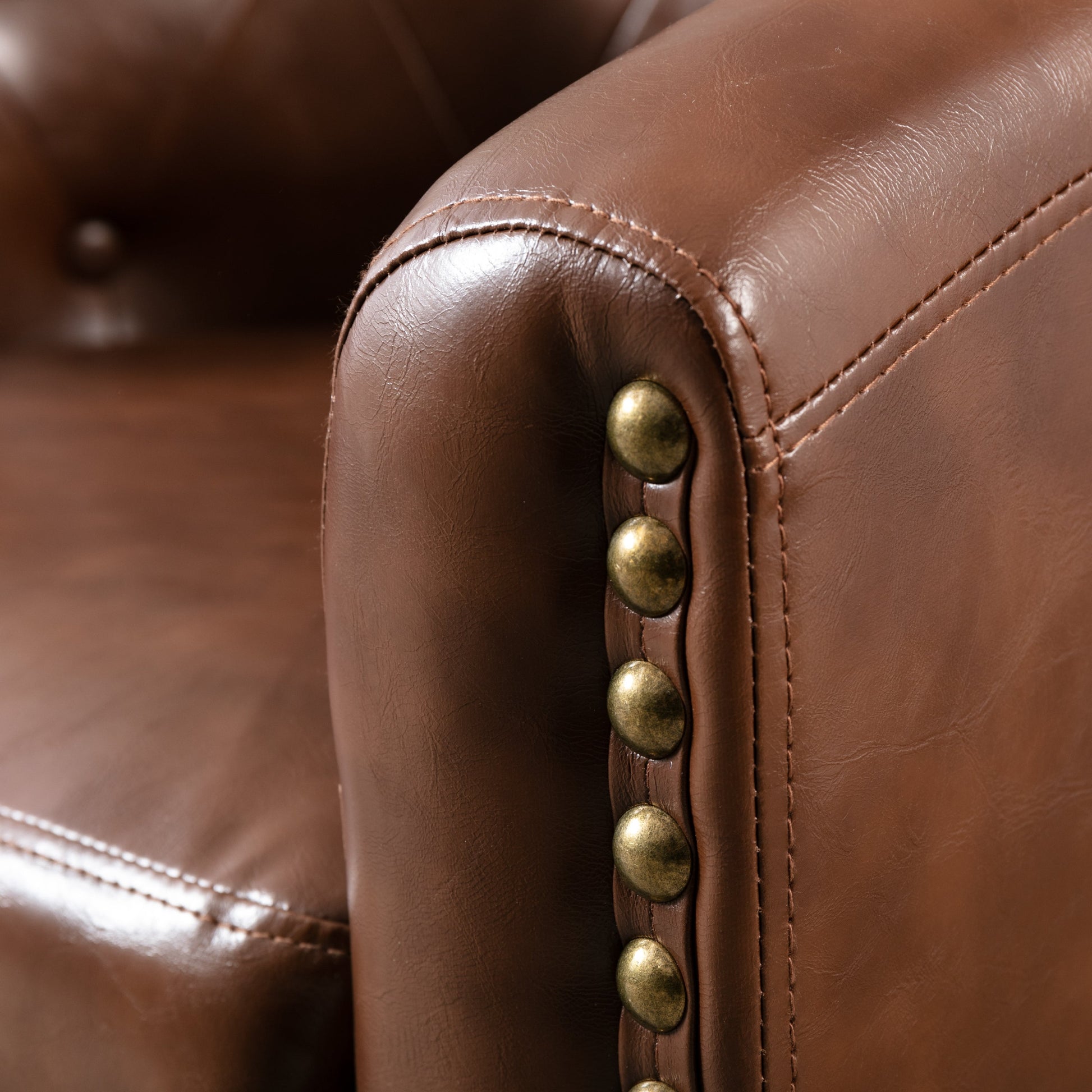 PU Leather Tufted Barrel ChairTub Chair for Living Room Bedroom Club Chairs - Korvel