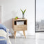 15.75" Rattan End table with Power Outlet & USB Ports  Modern nightstand with drawer and solid wood legs - Korvel