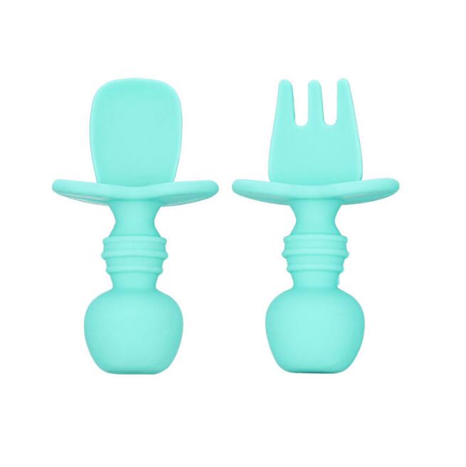 Children's Tableware Baby Dishes Set Silicone Fork Spoon Set - Korvel