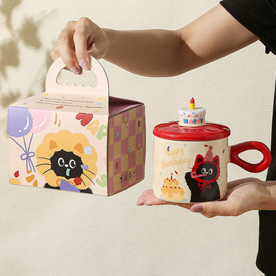 Charming Cartoon Cat Mug with Lid - Perfect Gift for Any Occasion