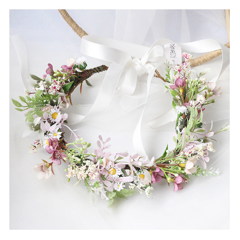Bridal Flower Wreath Headpiece Original Simulation Starry Sky Water Grass Flower Crown Birthday Wedding Headflower Wreath - Korvel