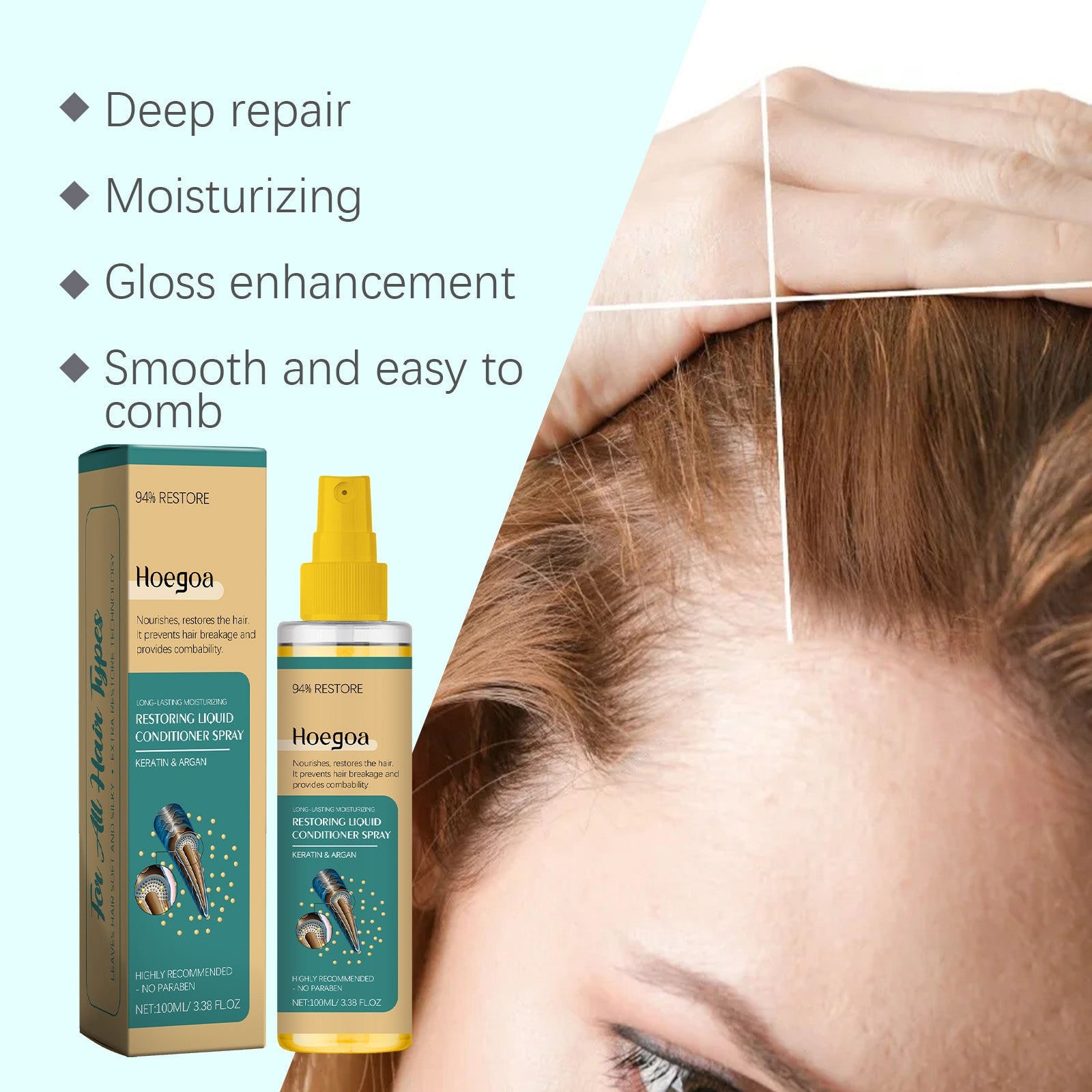 Argan Leave-In Hair Treatment Spray Moisturizes Split Hairs And Moisturizes Glossy Hair - Korvel