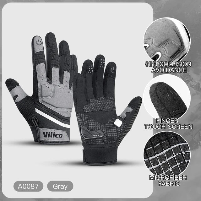 Outdoor sports warm anti slip wear-resistant shock-absorbing anti-collision touch screen road bike riding gloves - Korvel