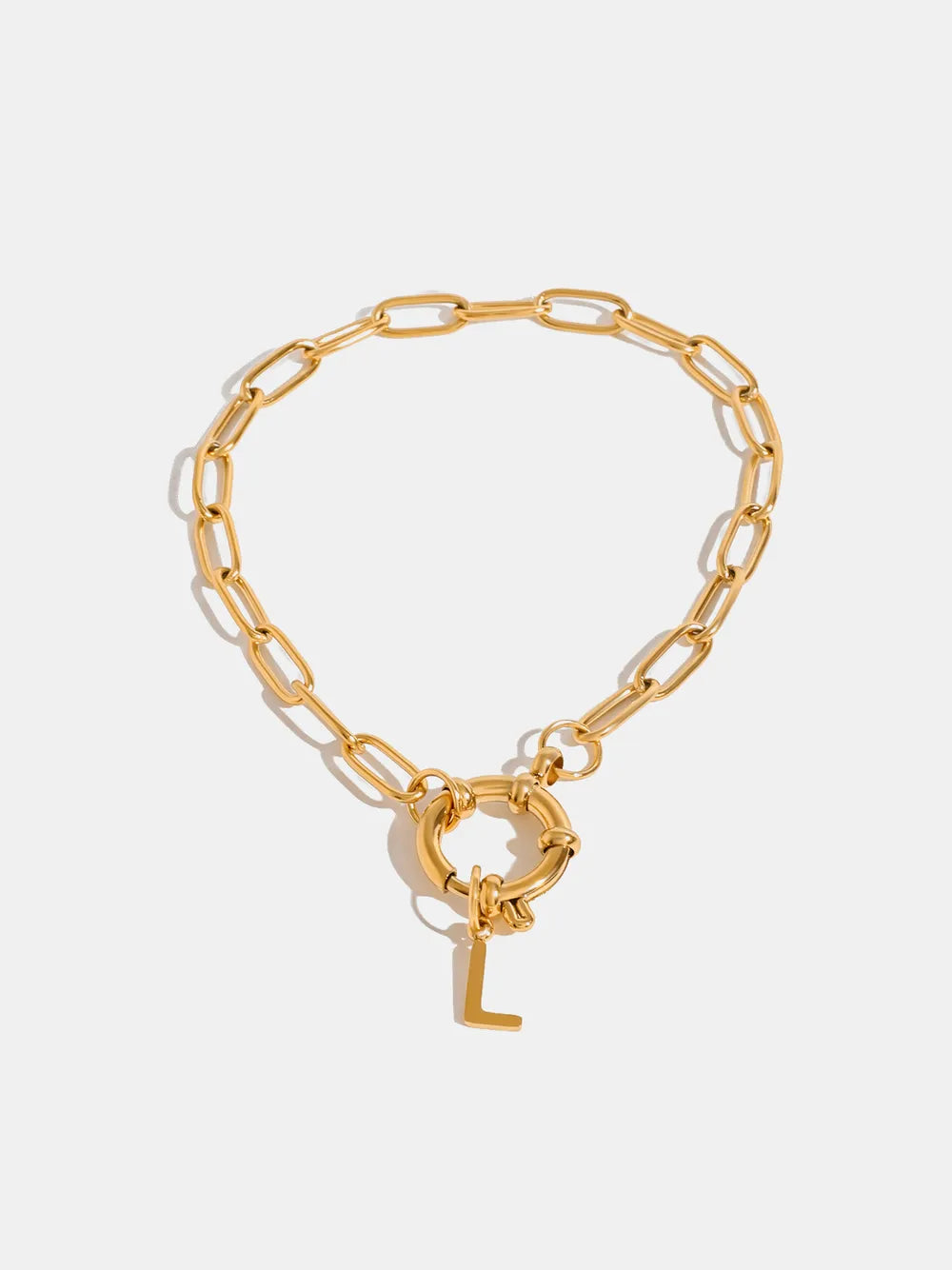 18K Gold-Plated Stainless Steel Letter L Bracelet - Korvel