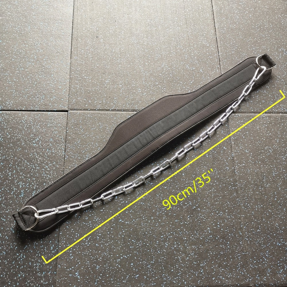 Thick Neoprene Weight Lifting Belt with Chain Dipping Belt for Pull Up Chin Up Kettlebell Barbell Fitness Bodybuilding Gym Belt - Korvel