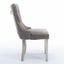 High end tufted solid wood velvet soft cushion dining chair chrome plated leg nail decoration gray and chrome two-piece set - Korvel