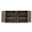 65-Inch Slate Gray Faux Rattan Sideboard with Barn Doors