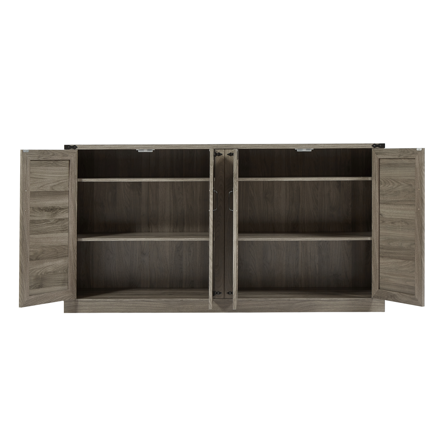 65-Inch Slate Gray Faux Rattan Sideboard with Barn Doors