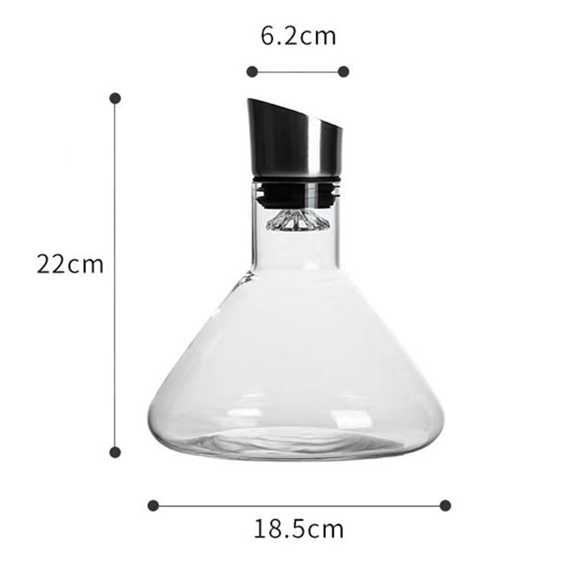 1500ML Hand - blown Crystal Wine Decanter with Built - in Aerator Pourer, ideal for red wine. - Korvel