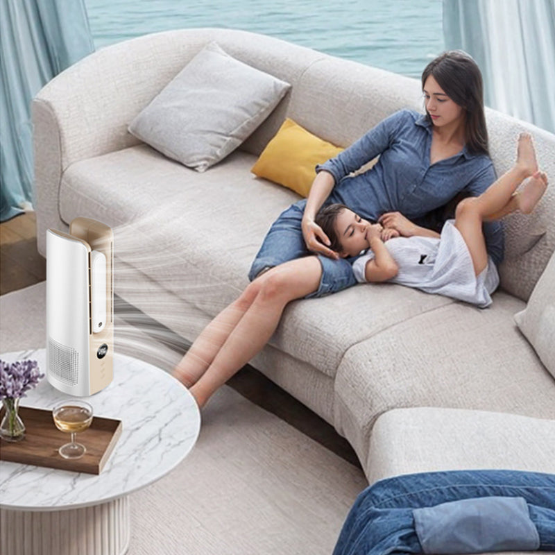 Ventilateur Tour Portable 2025 – 6 Vitesses, Design Sans Lame avec Brume
