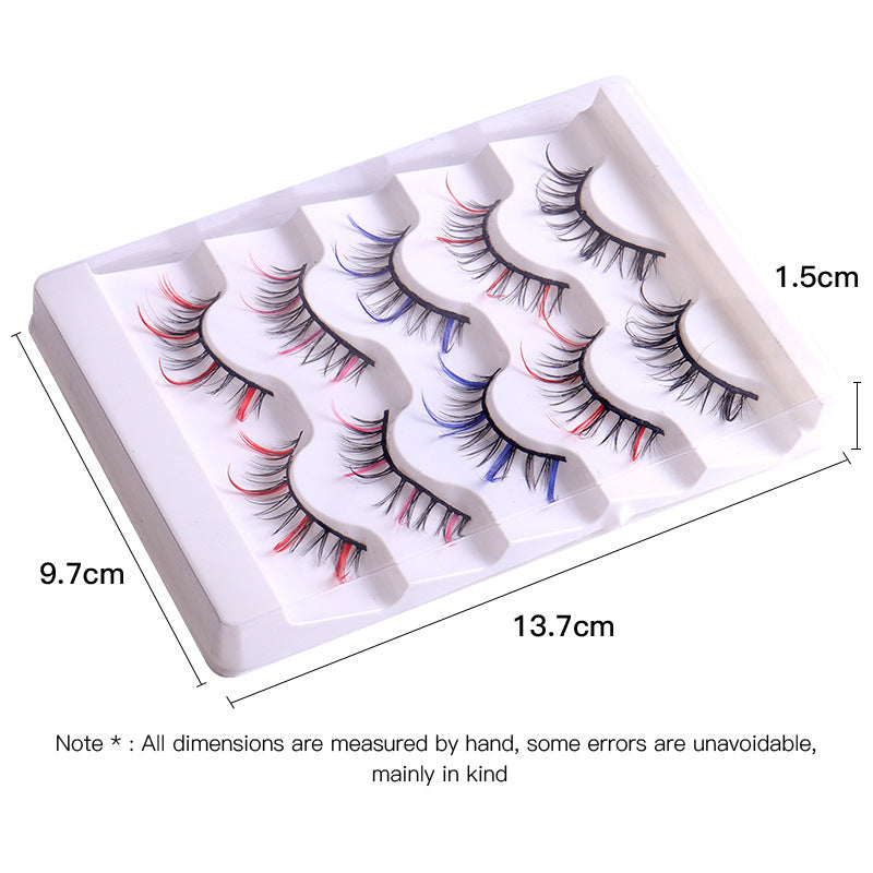 Color false eyelashes 5D multi-layer thick cross mink eyelashes 5 pairs of eyelashes - Korvel