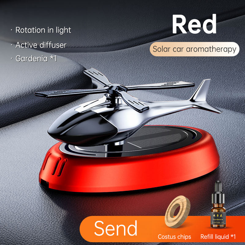 Solar Rotating Helicopter Aromatherapy Car Ornaments Car Air Freshener Alloy + ABS Wooden Aromatherapy Machine - Korvel