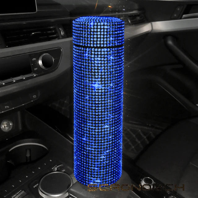 Bling Rhinestone Thermos Bottle Insulated Double Wall Stainless Steel Water Bottle Coffee Travel Car Coffee Mug Cup Vacuum Flask - Korvel