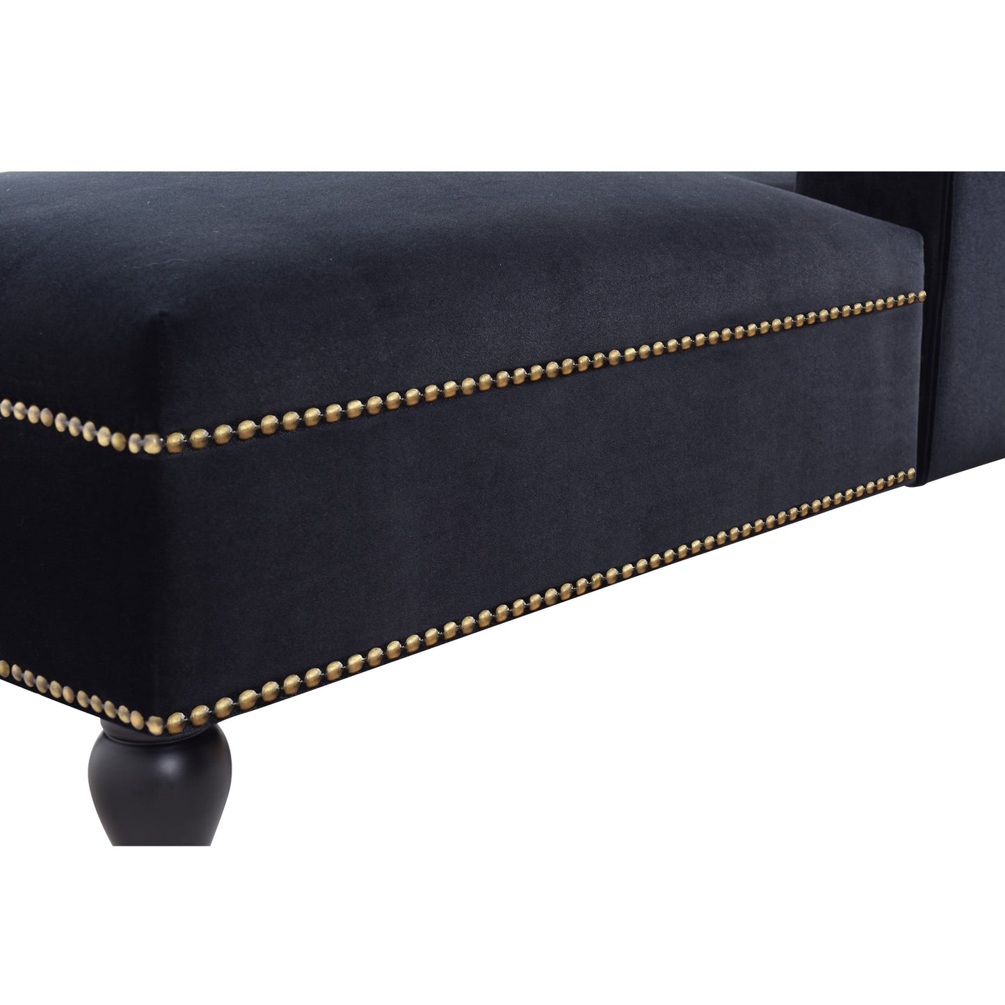 58-Inch Velvet Lounge Chair with Nailhead Trim