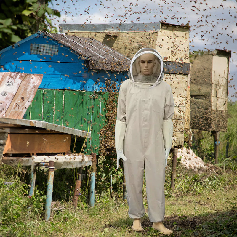 1 Set of Professional Ventilated Full - Body Beekeeping Suit with Gloves - Korvel
