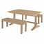 TREXM 3-piece retro dining table, rectangular stand table, and 2 4-person wooden stools (made of natural wood) - Korvel