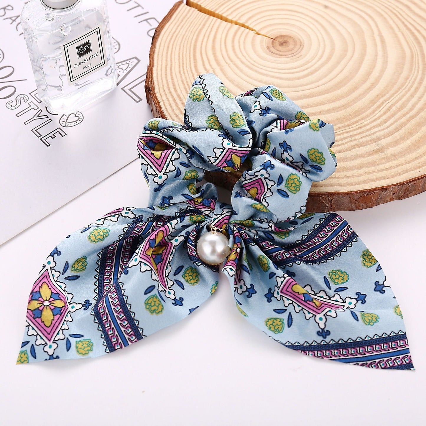 New Pearl Pendant Large Intestine Ring Hair Loop Women's Bundle Hair Knot Big Bow Knot Hair Rope - Korvel