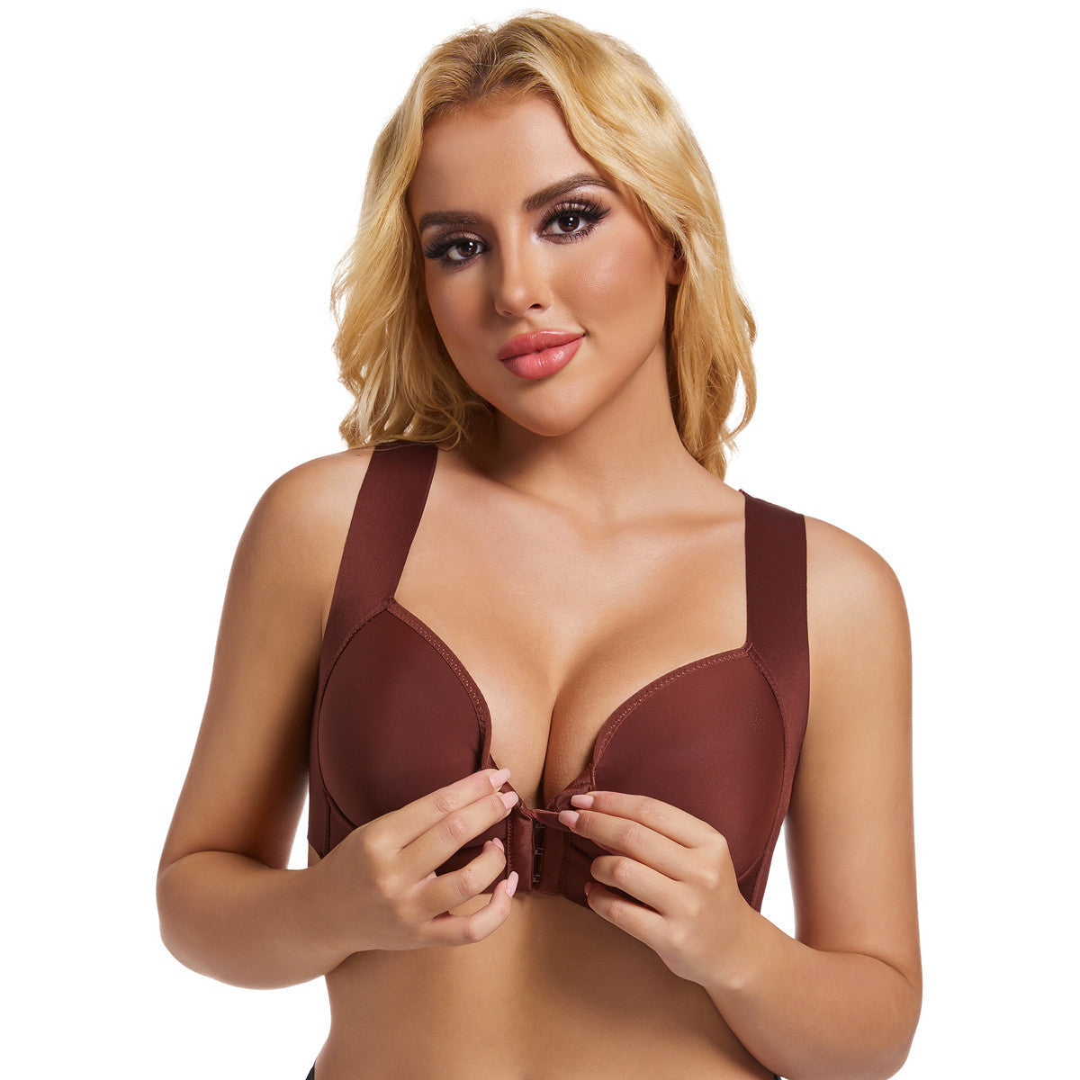 Smooth thin bra front buckle sexy gathering without steel ring adjustment women's underwear - Korvel