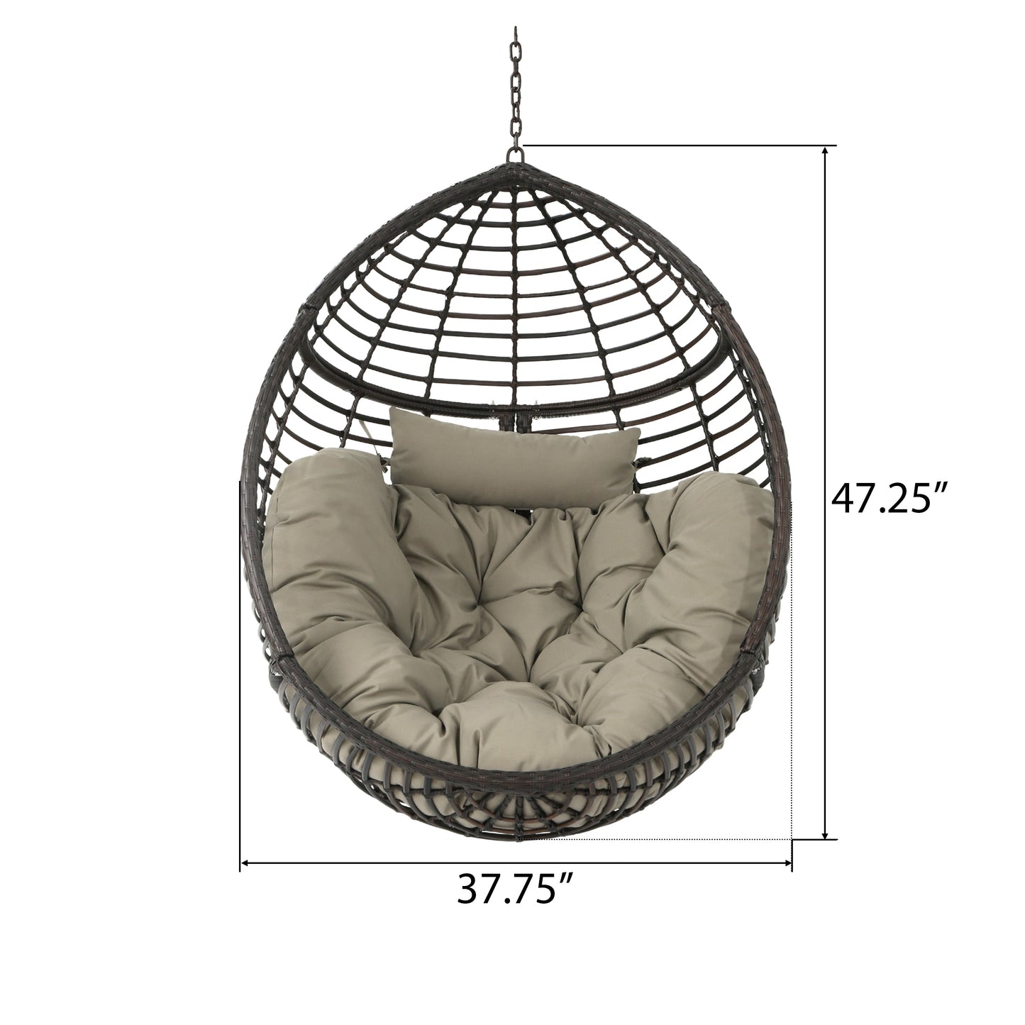 Premium Hanging Basket Chair - Brown - Stand Not Included