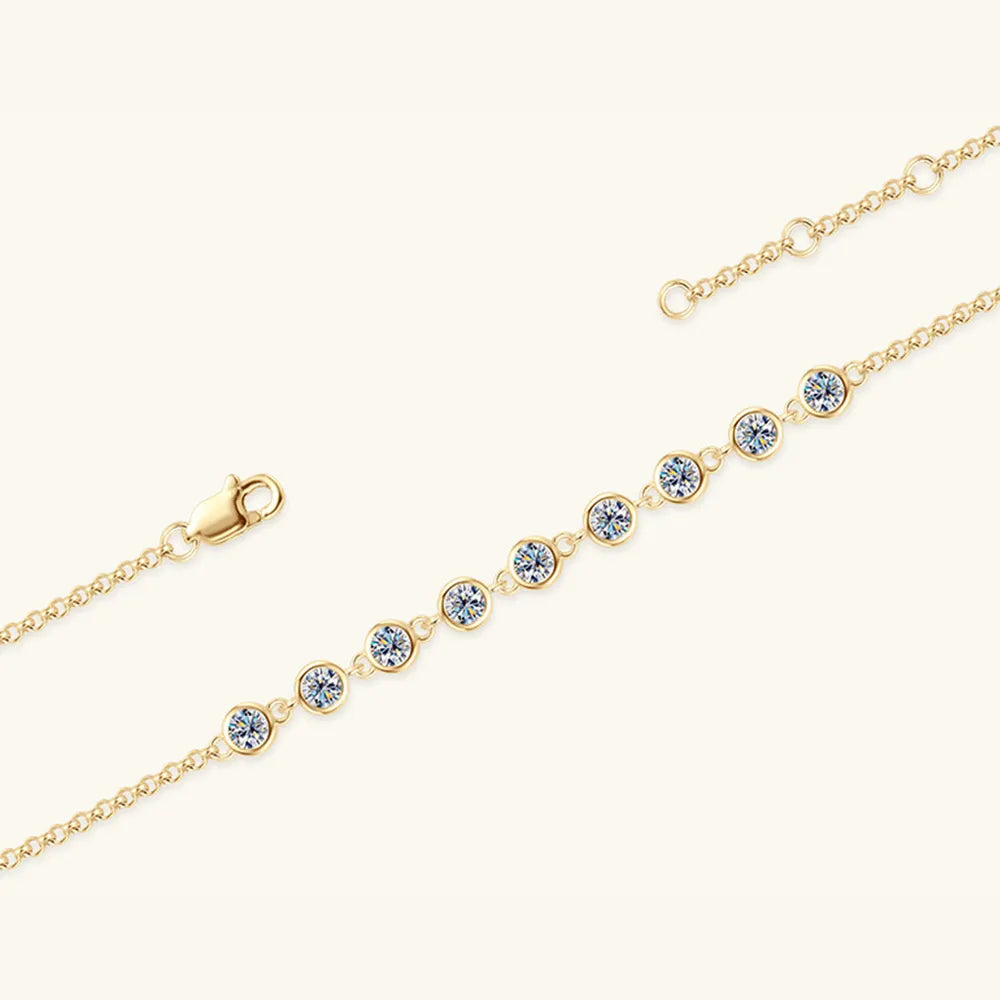 Inlaid Moissanite 925 Sterling Silver Bracelet - Korvel