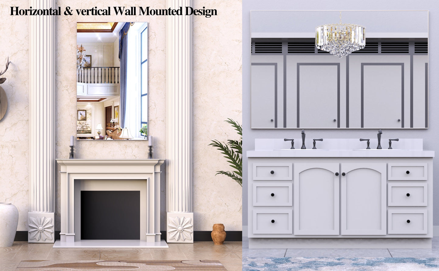 60"x36" Oversized Modern Rectangle Bathroom Mirror