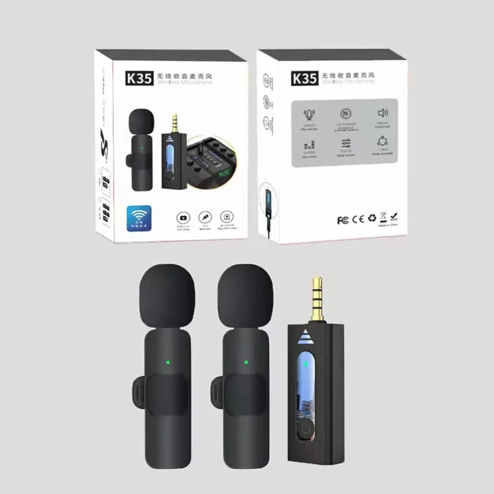 Wireless K35 Lavalier Lapel Microphone Omnidirectional Bluetooth 5.3 K35 Condenser Mic Noise Reduction Professional - Korvel