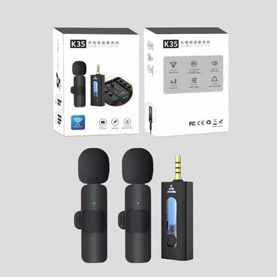 Wireless K35 Lavalier Lapel Microphone Omnidirectional Bluetooth 5.3 K35 Condenser Mic Noise Reduction Professional - Korvel